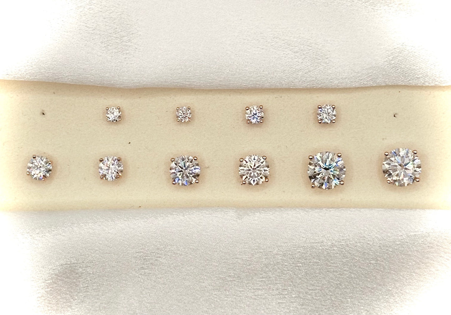 Rose Gold Moissanite stud earrings sizes 4mm to 10mm SCREW BACKS
