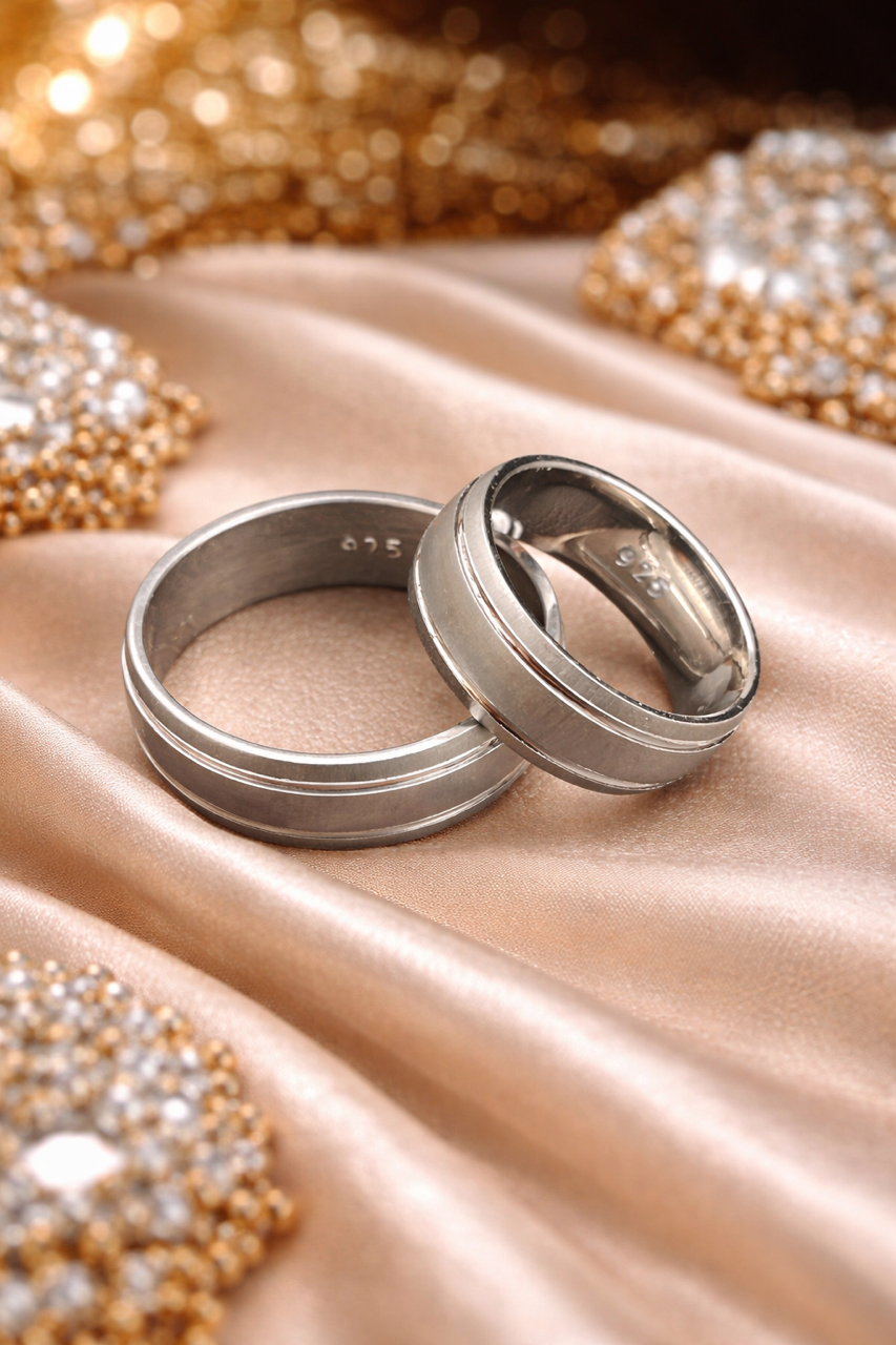 Unisex Brushed 925 Sterling Silver Wedding Band Ring Sizes 5 - 13