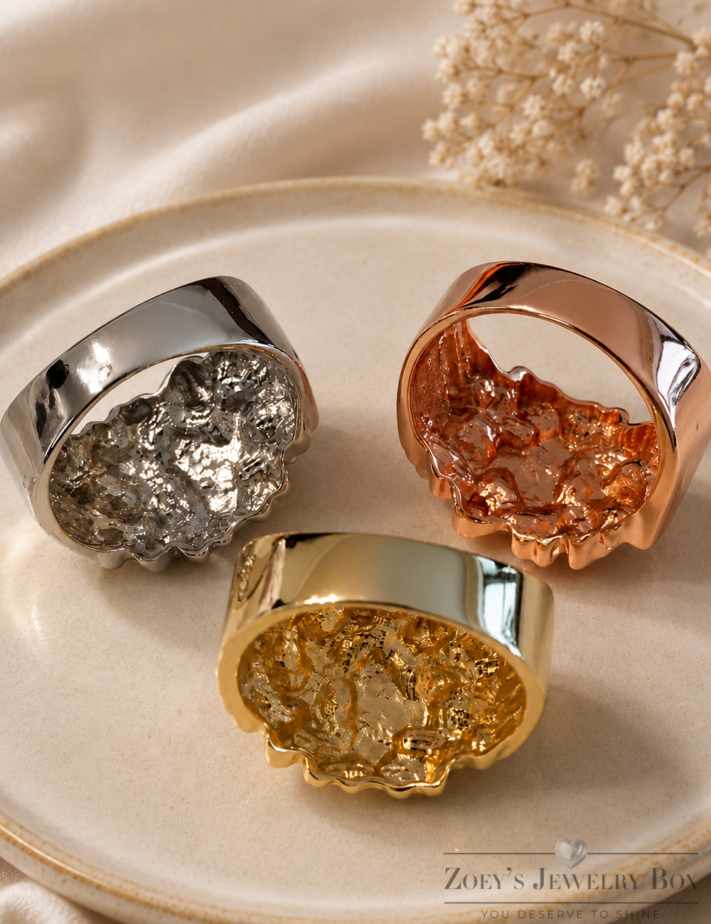 Elegant Nugget Ring (Silver, Yellow Gold, or Rose Gold)