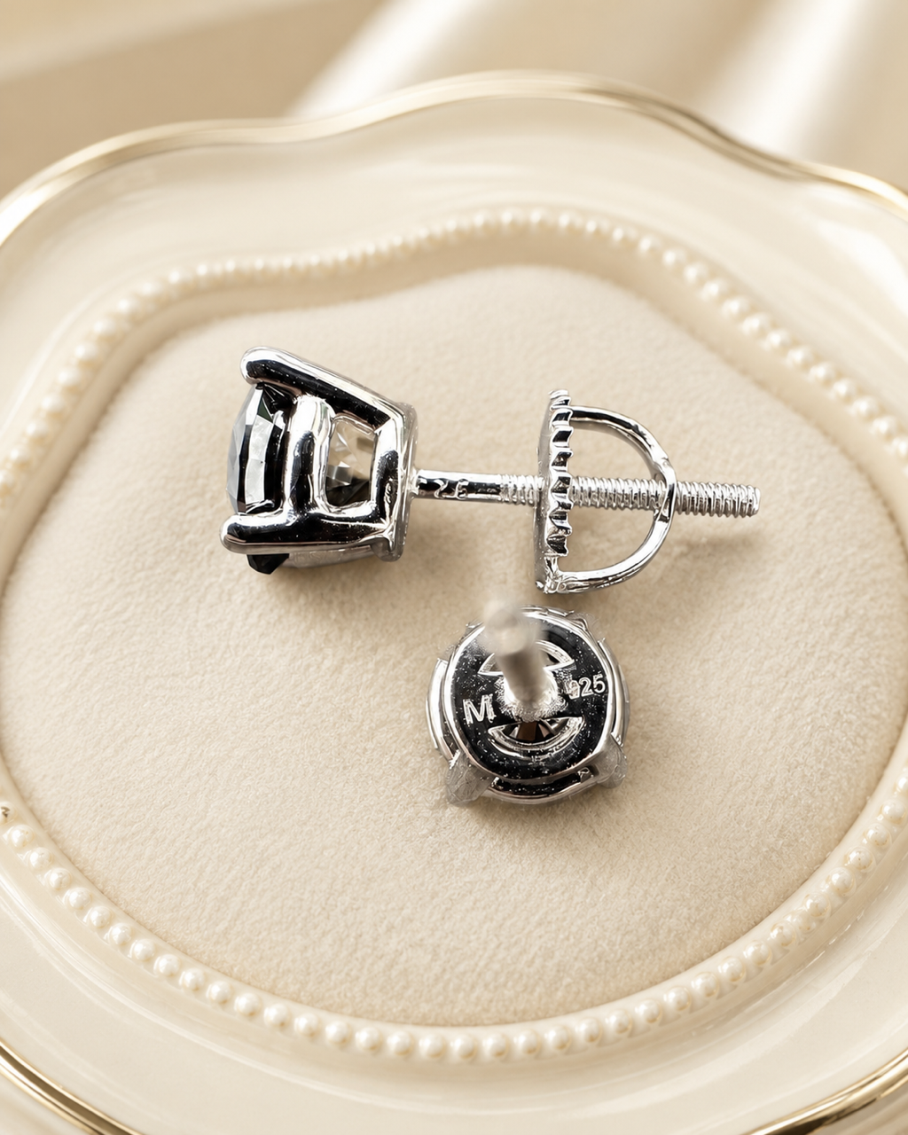 Black Moissanite 925 Sterling Silver Stud Earrings 3mm - 8mm Screw Backs