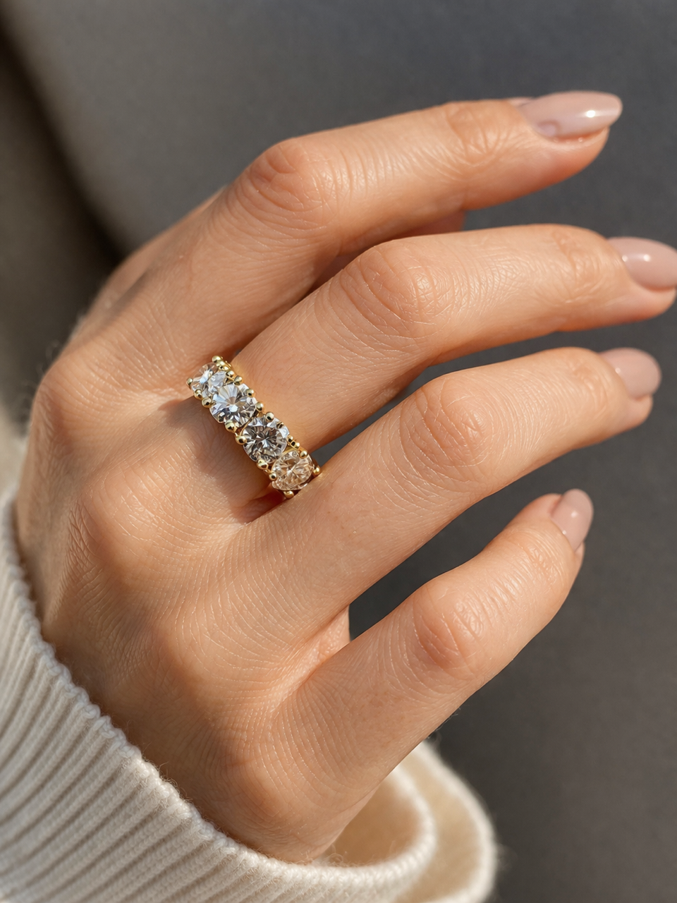 Moissanite Eternity Wedding Bands 925 Sterling Silver~14k Gold Vermeil Finish, 2mm to 5mm