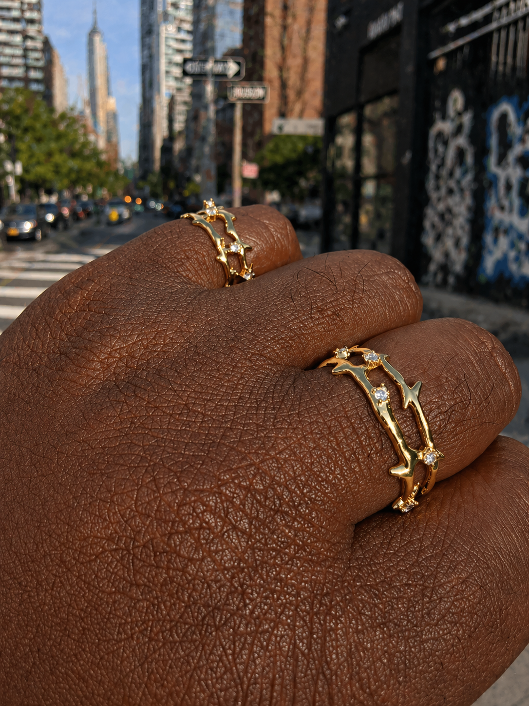 Moissanite Jesus Crown of Thorns Ring, 14k Gold Vermeil Over 925 Sterling Silver Band