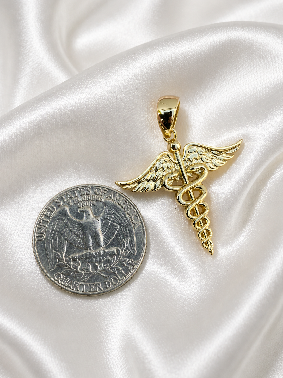 Caduceus Pendant, Gold or Silver, No Stones