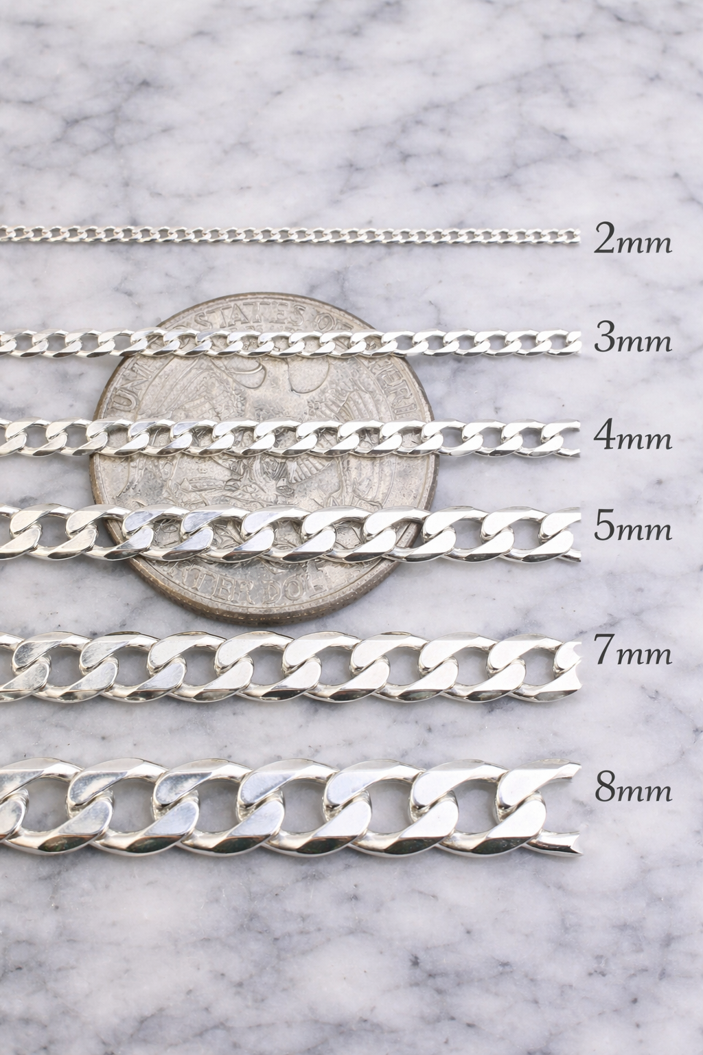 Curb Cuban Chains & Bracelets Solid 925 Sterling Silver 2mm - 16mm