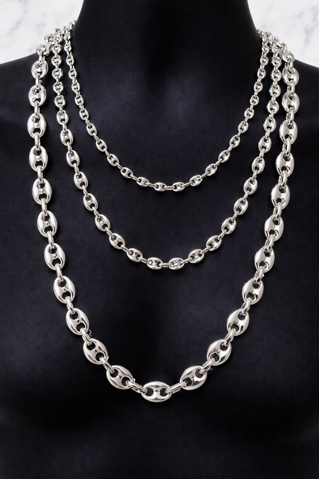 925 Sterling Silver Hollow Puffed Gucci Mariner Chains and Bracelets 6mm, 8mm, 12mm
