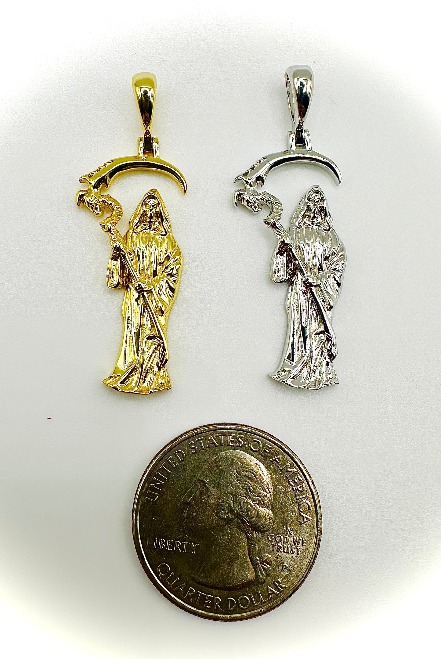 Small Grim Reaper Pendant – Gold & Silver