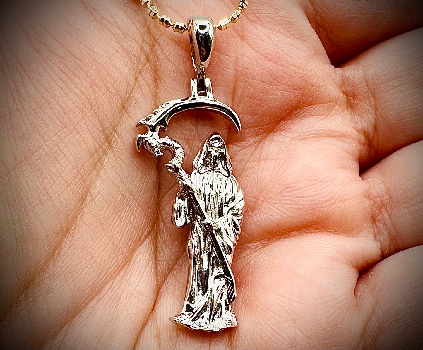 Small Grim Reaper Pendant – Gold & Silver