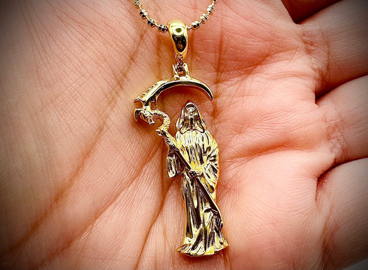 Small Grim Reaper Pendant – Gold & Silver