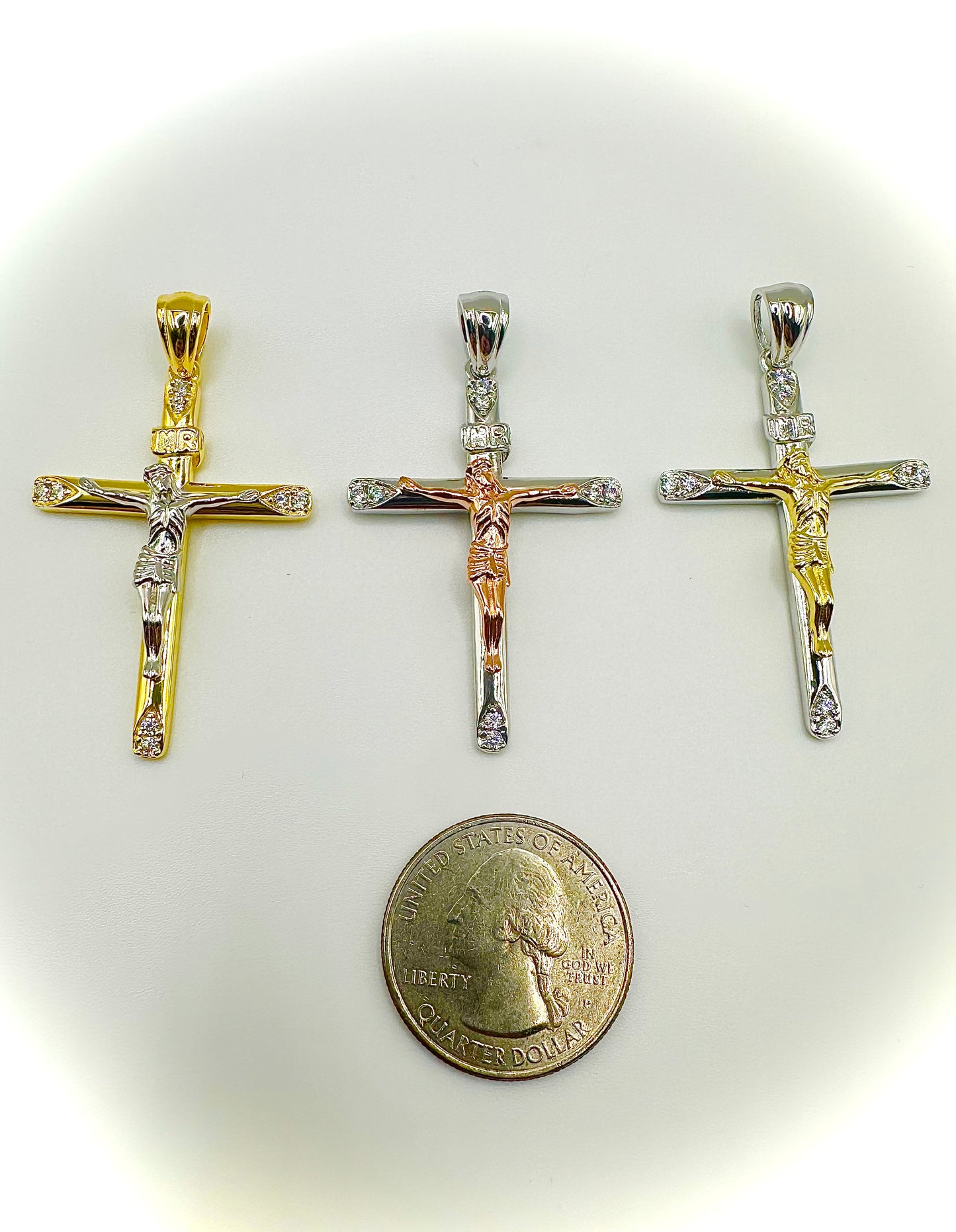 Two-Tone Crucifix Pendant – 3 Unique Styles