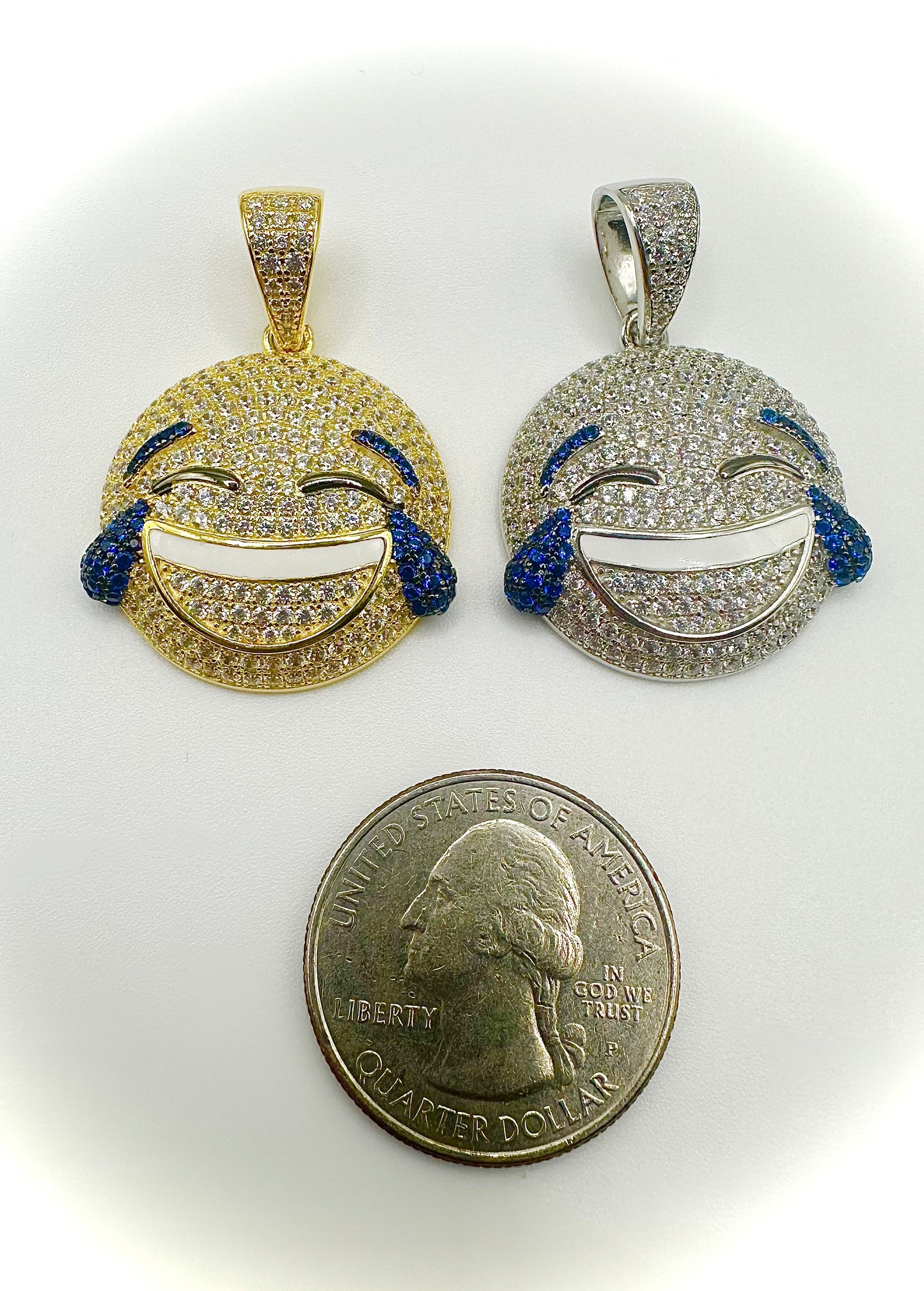 LOL Emoji CZ Pendants – Gold or Silver
