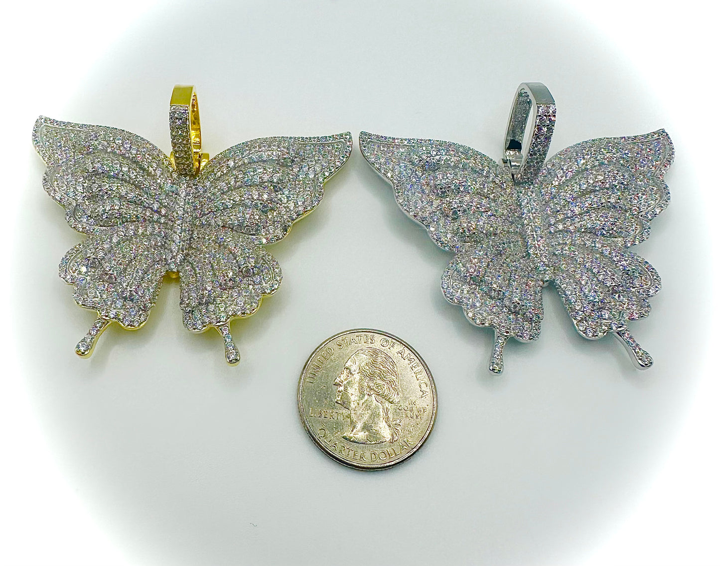 Extra Large Iced Out Butterfly Pendant – Gold or Silver