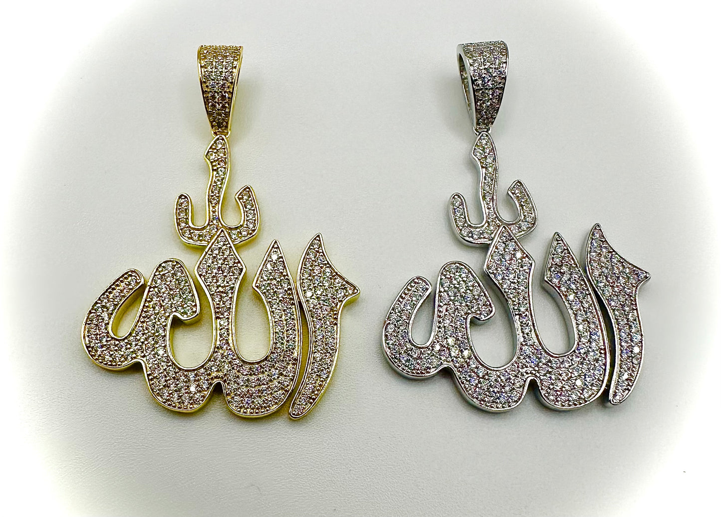 Iced Out Allah Pendant – Gold & Silver