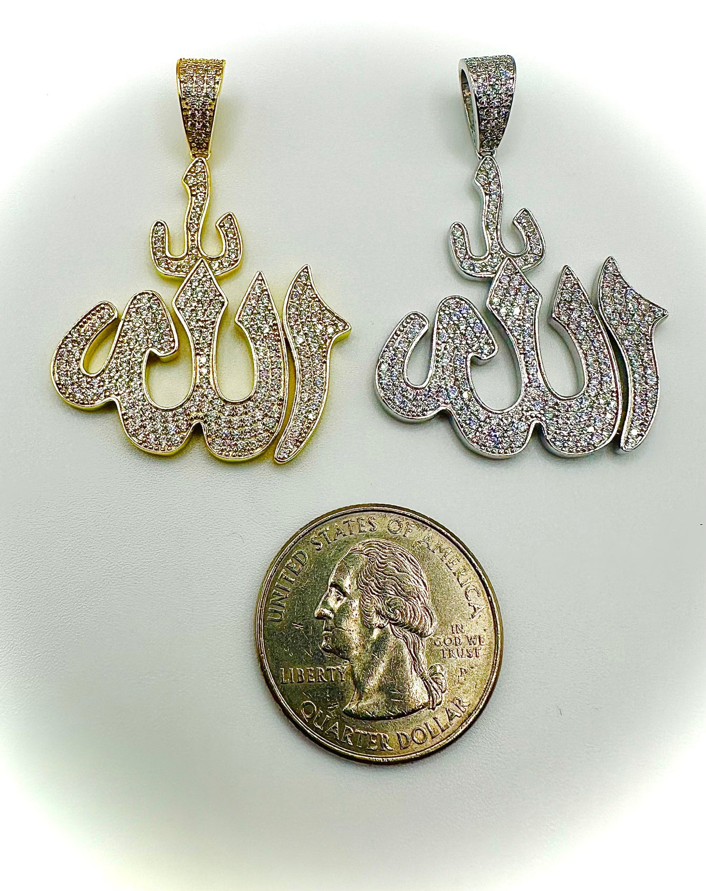 Iced Out Allah Pendant – Gold & Silver