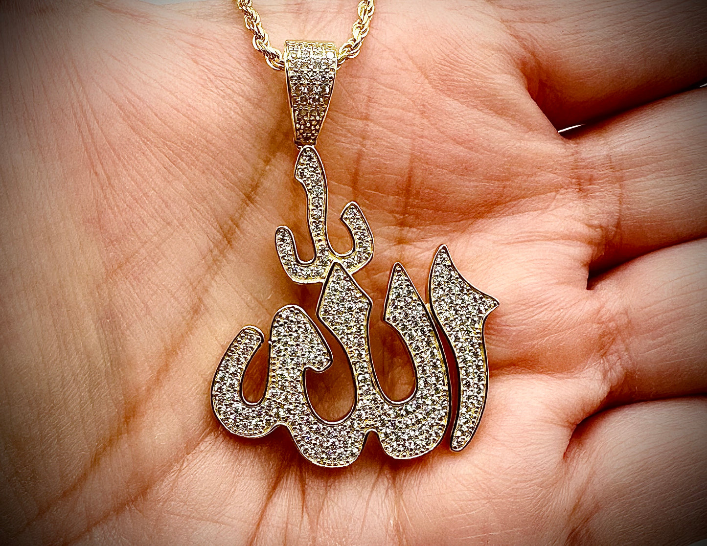 Iced Out Allah Pendant – Gold & Silver