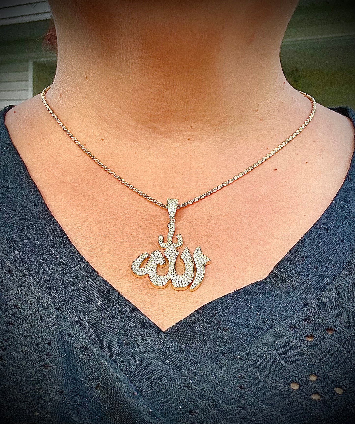 Iced Out Allah Pendant – Gold & Silver