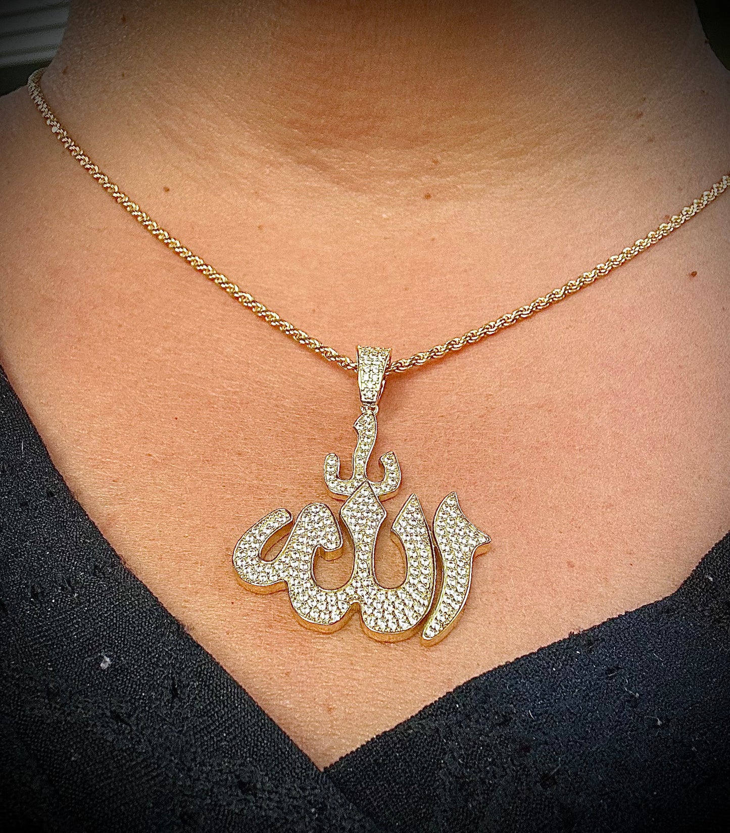 Iced Out Allah Pendant – Gold & Silver