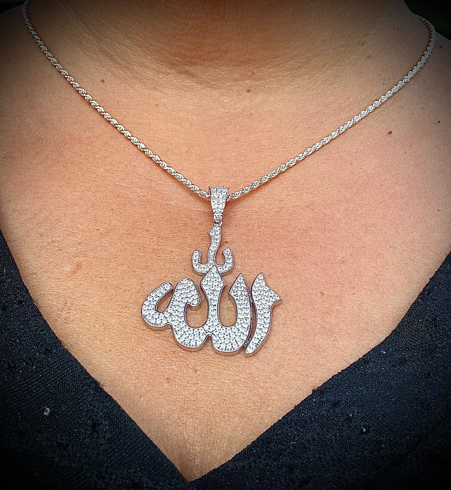 Iced Out Allah Pendant – Gold & Silver
