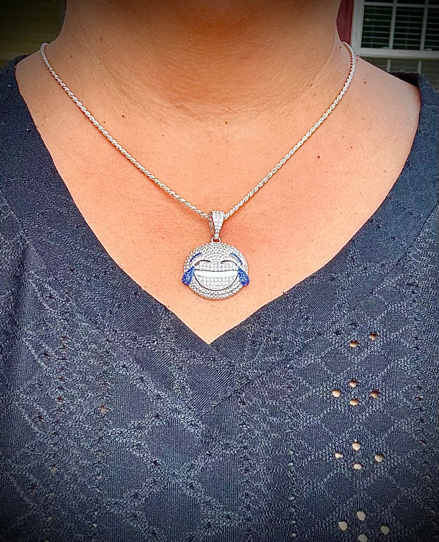 LOL Emoji CZ Pendants – Gold or Silver