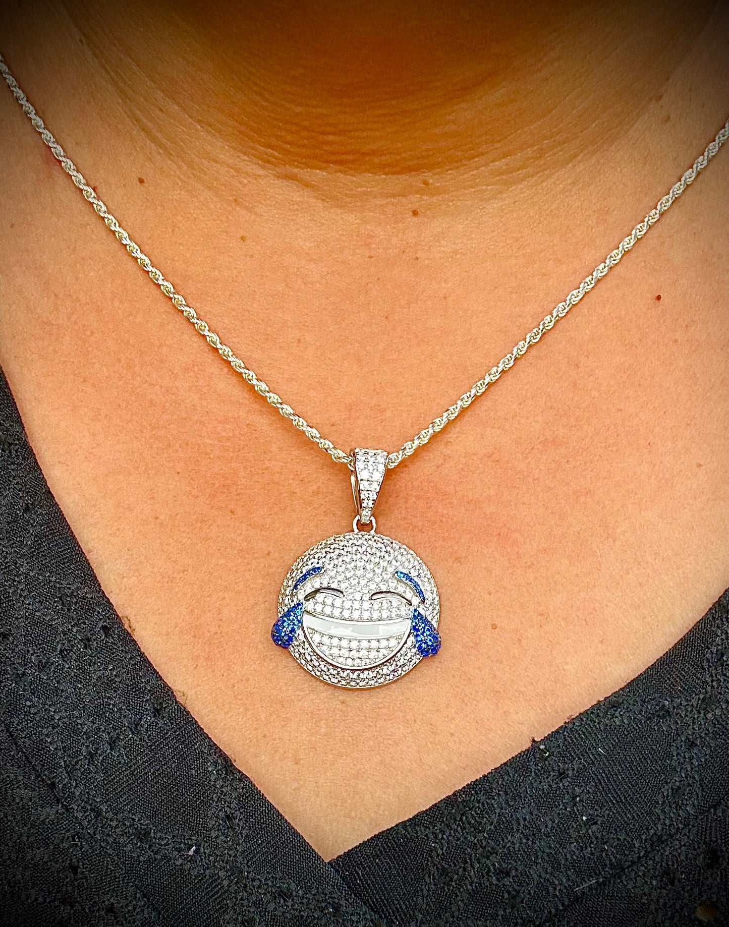 LOL Emoji CZ Pendants – Gold or Silver