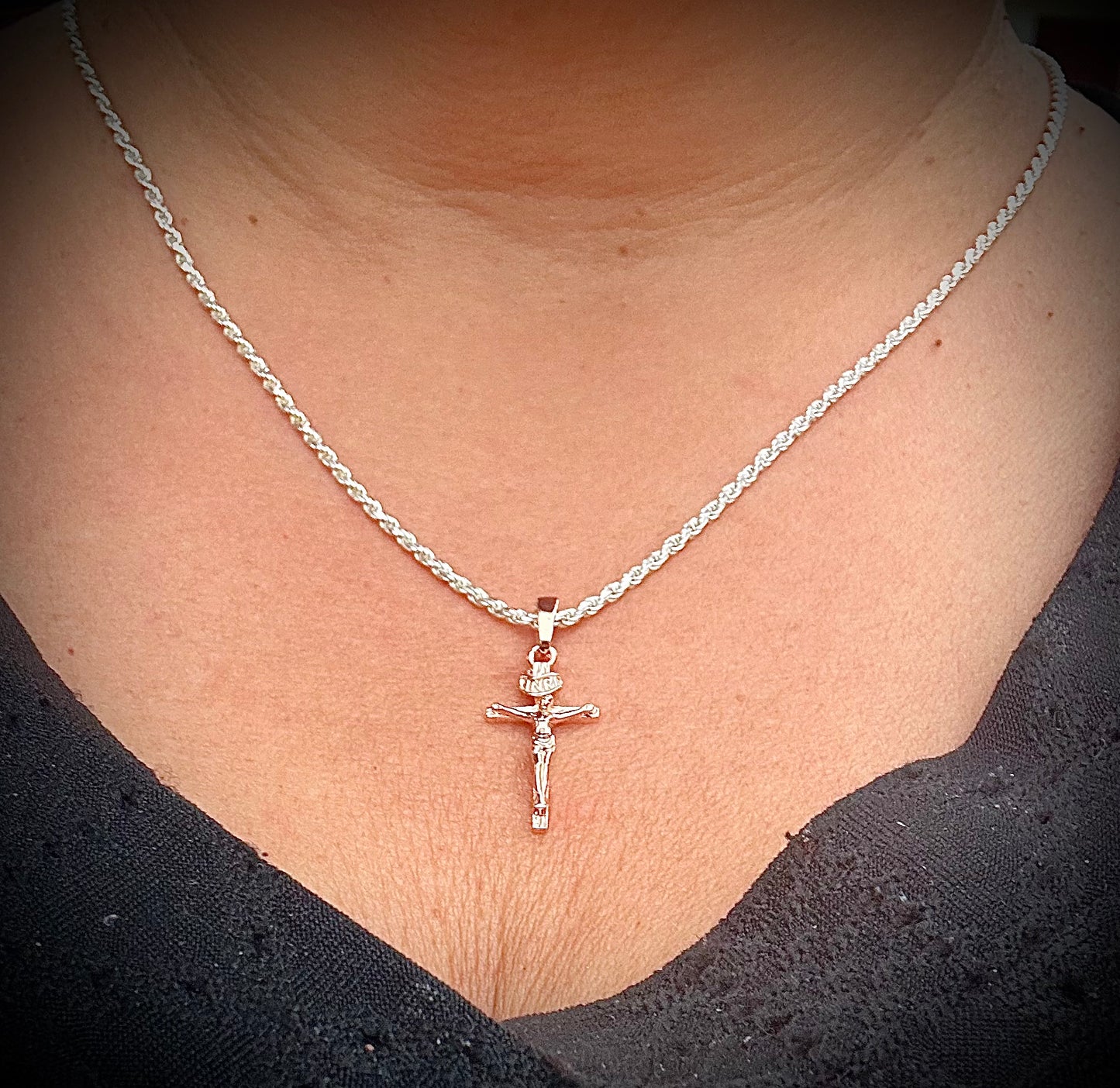1" x 1.5" Handmade Medium Sized INRI Crucifix Pendant – 3 Finishes