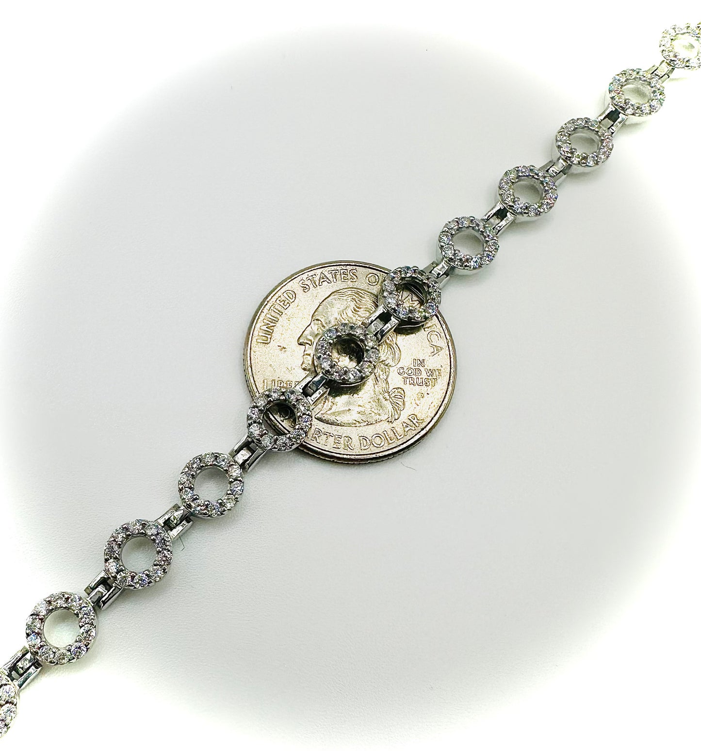 Modern Silver Circle Bracelet – Sterling Silver & CZ