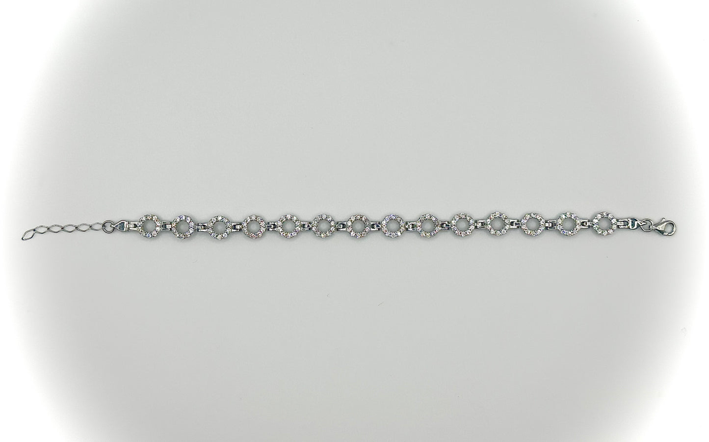 Modern Silver Circle Bracelet – Sterling Silver & CZ