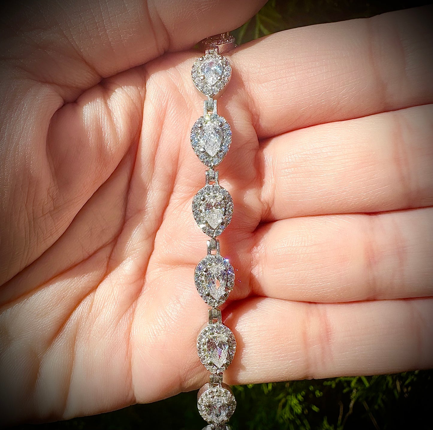 Pear Shaped Tennis Bracelet – Sterling Silver & CZ