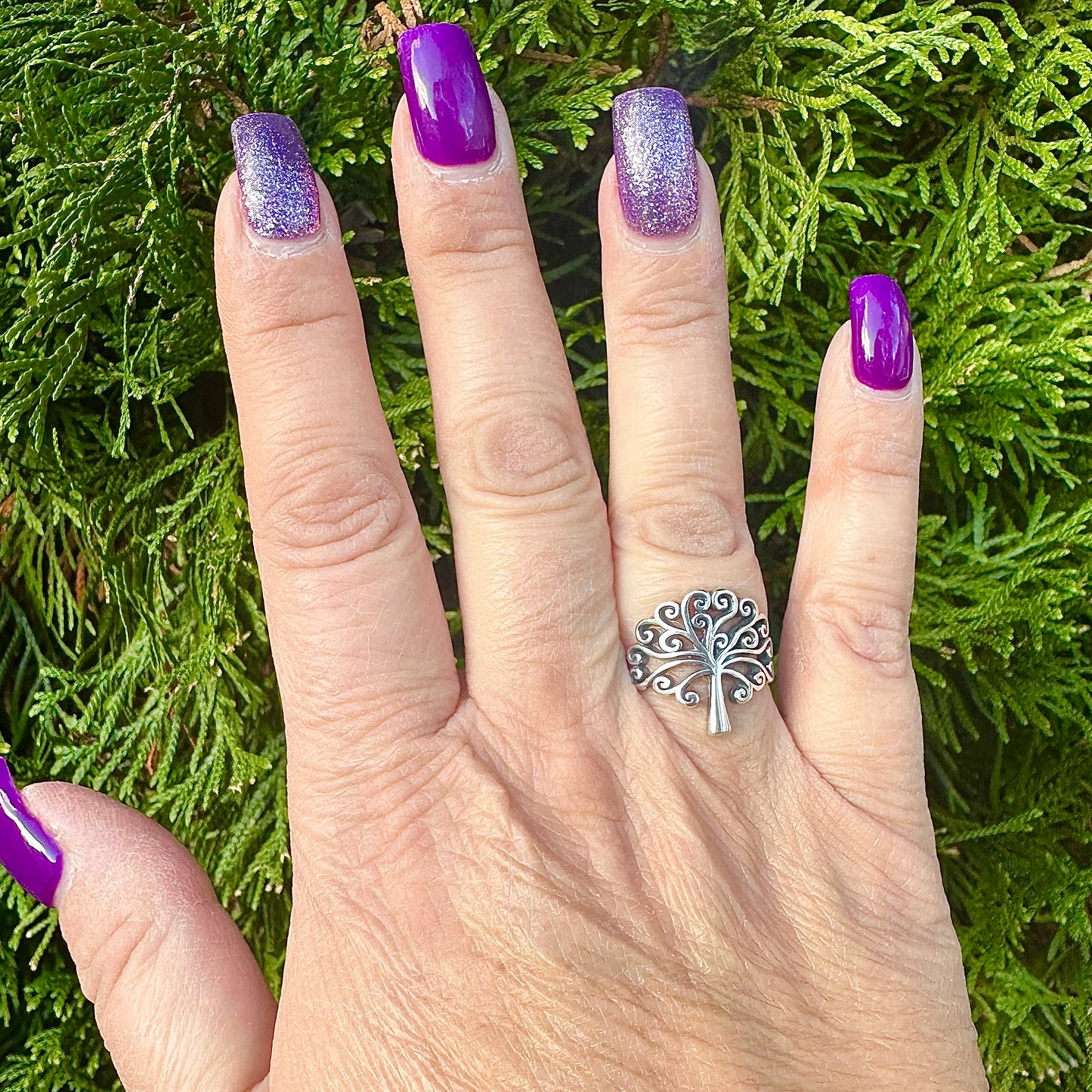 Oxidized Silver Tree of Life Ring – Sizes 5-10