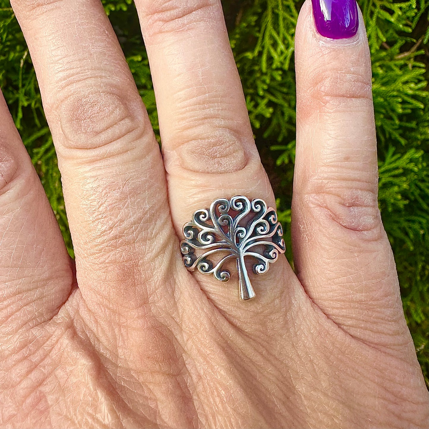 Oxidized Silver Tree of Life Ring – Sizes 5-10