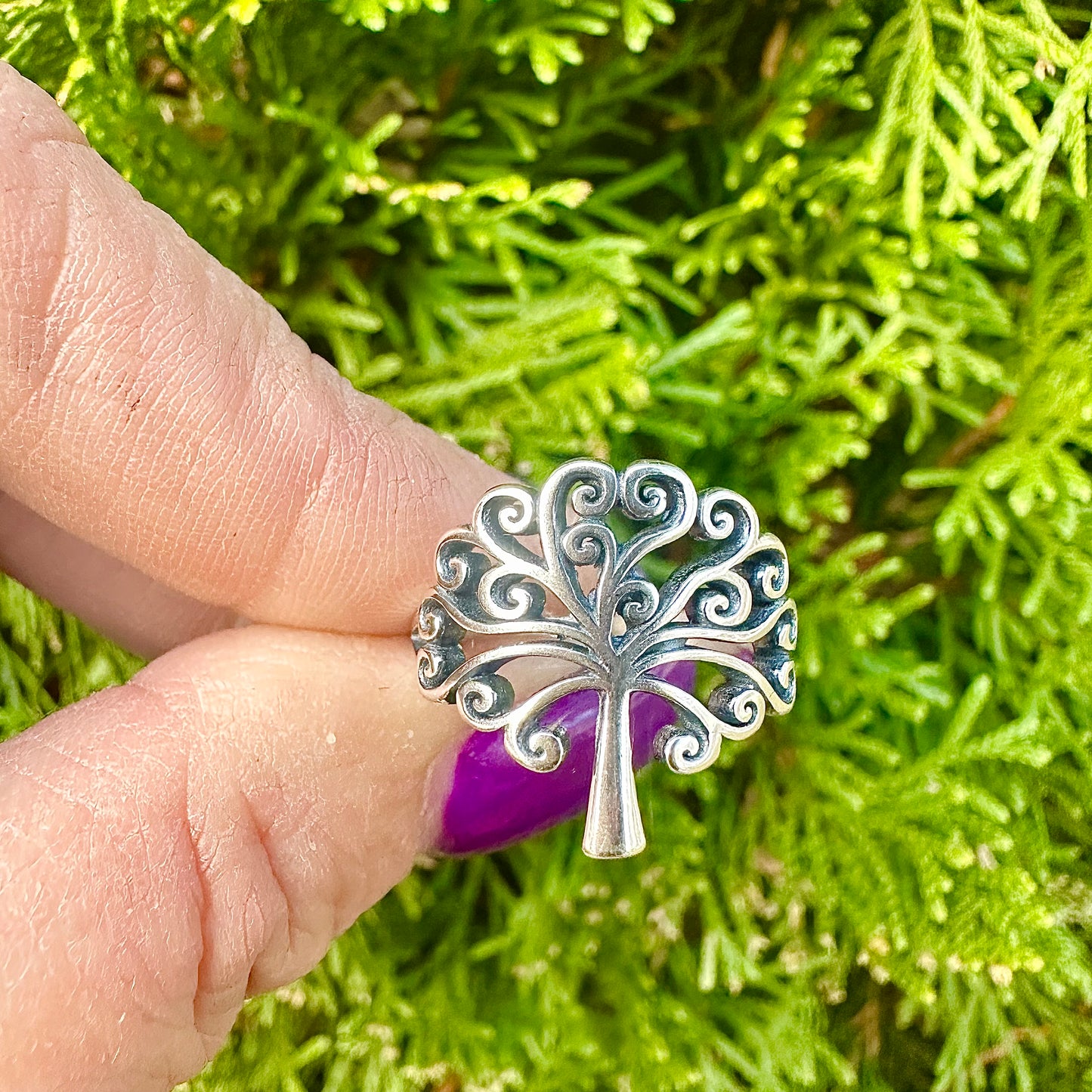 Oxidized Silver Tree of Life Ring – Sizes 5-10