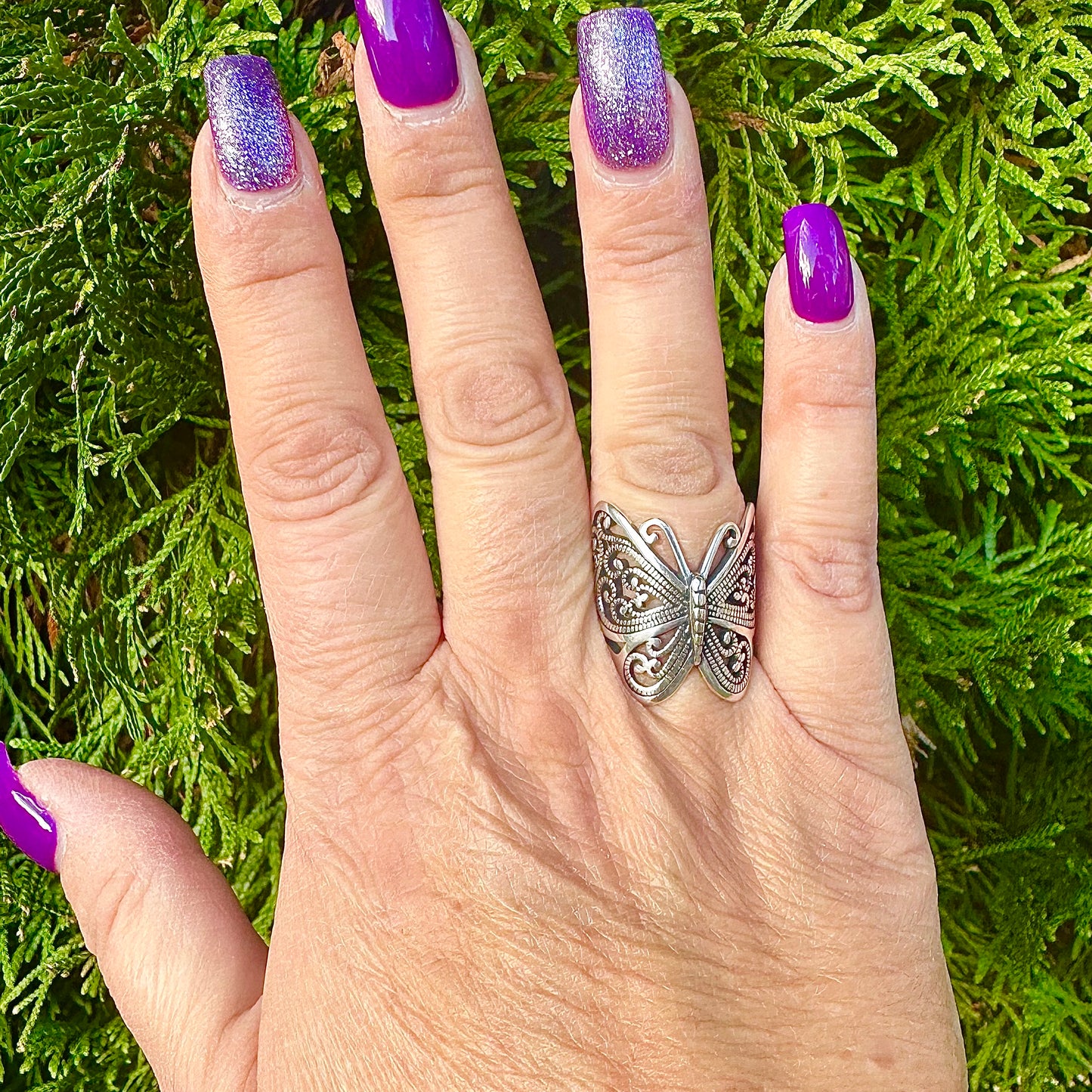 Oxidized Silver Butterfly Ring – Sizes 5-10