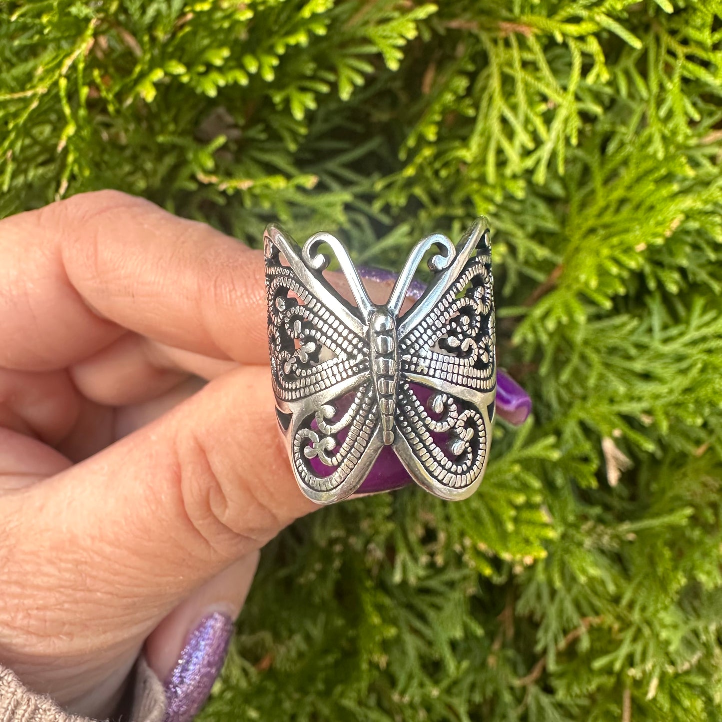 Oxidized Silver Butterfly Ring – Sizes 5-10