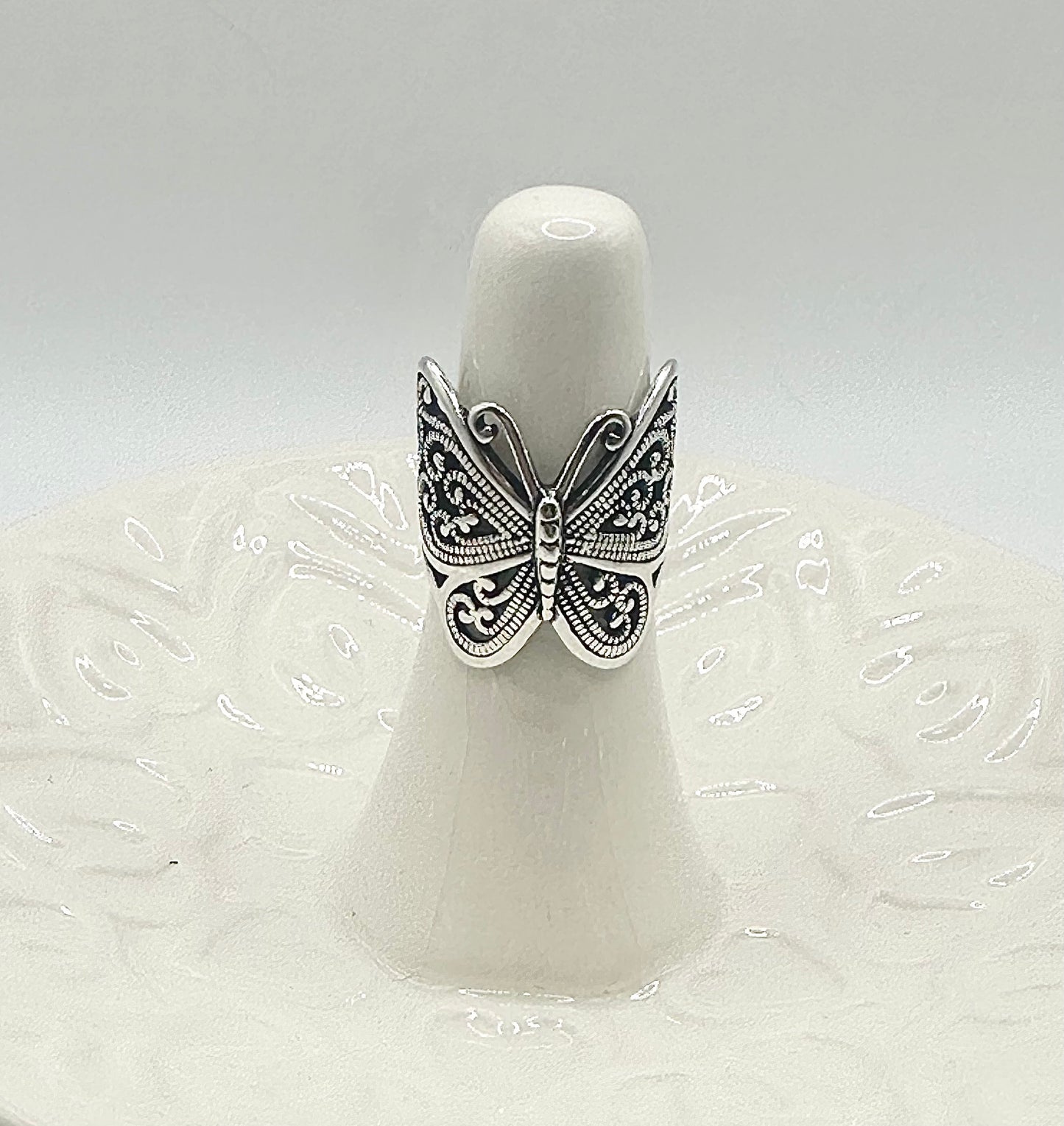 Oxidized Silver Butterfly Ring – Sizes 5-10