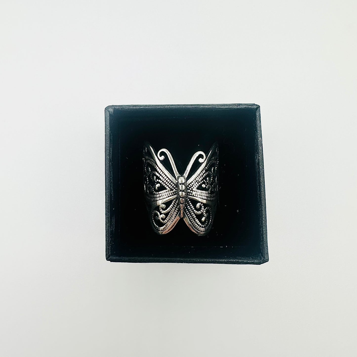 Oxidized Silver Butterfly Ring – Sizes 5-10