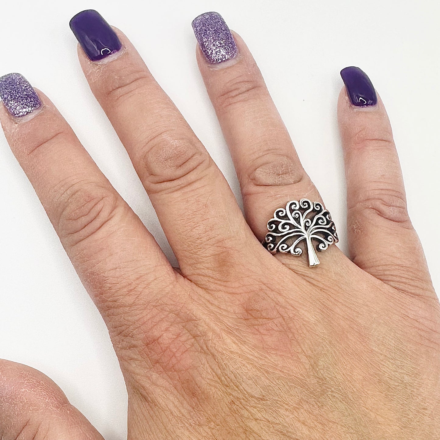 Oxidized Silver Tree of Life Ring – Sizes 5-10
