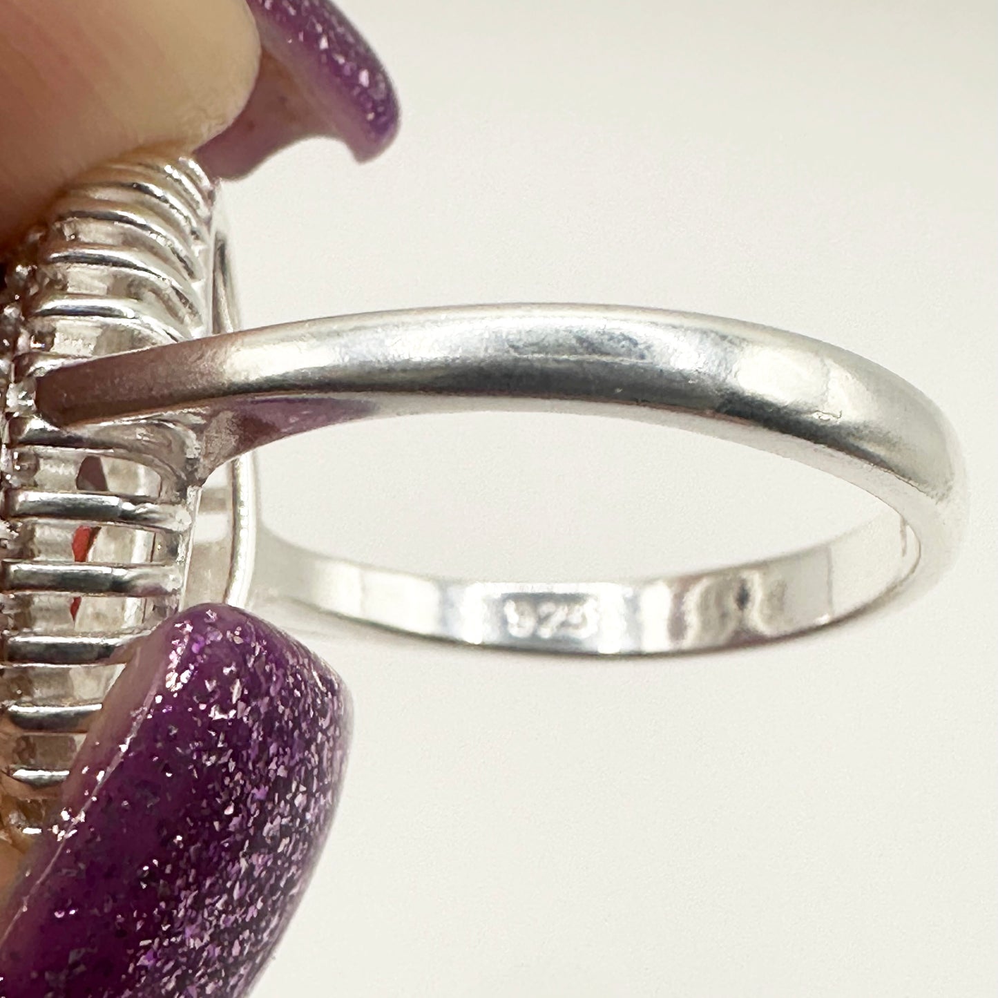 Marquise-Cut Synthetic Ruby Gem Stone Ring