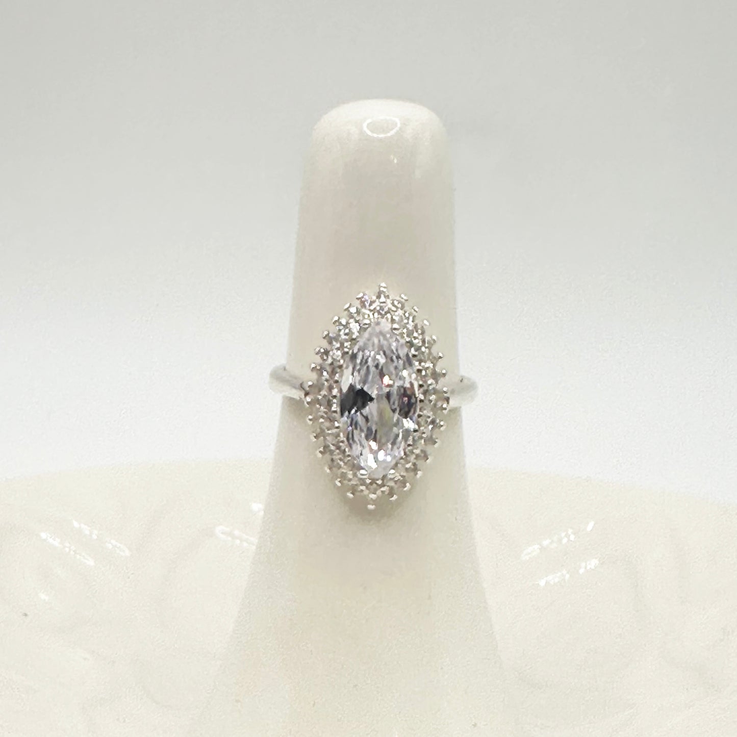 Marquise-Cut Simulated Diamond Ring