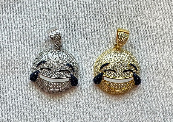 LOL Emoji CZ Pendants – Gold or Silver