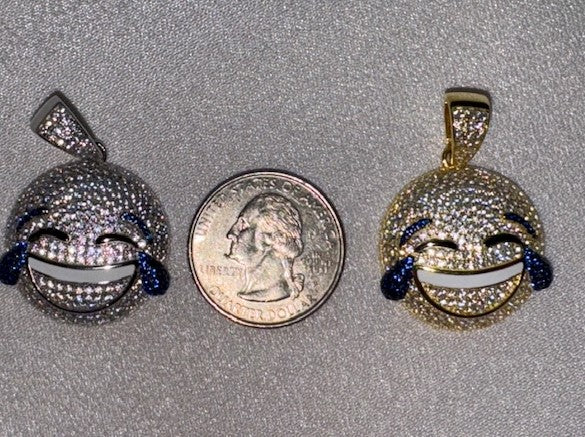 LOL Emoji CZ Pendants – Gold or Silver