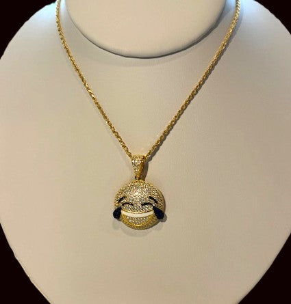 LOL Emoji CZ Pendants – Gold or Silver