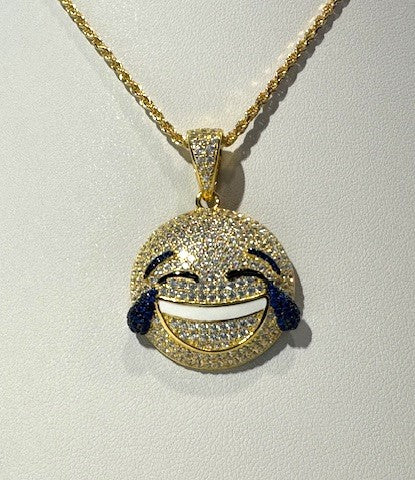 LOL Emoji CZ Pendants – Gold or Silver