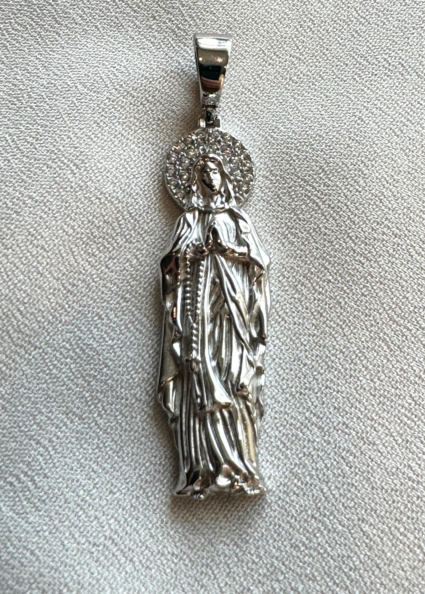 Virgin Mary CZ Pendant – Gold or Silver