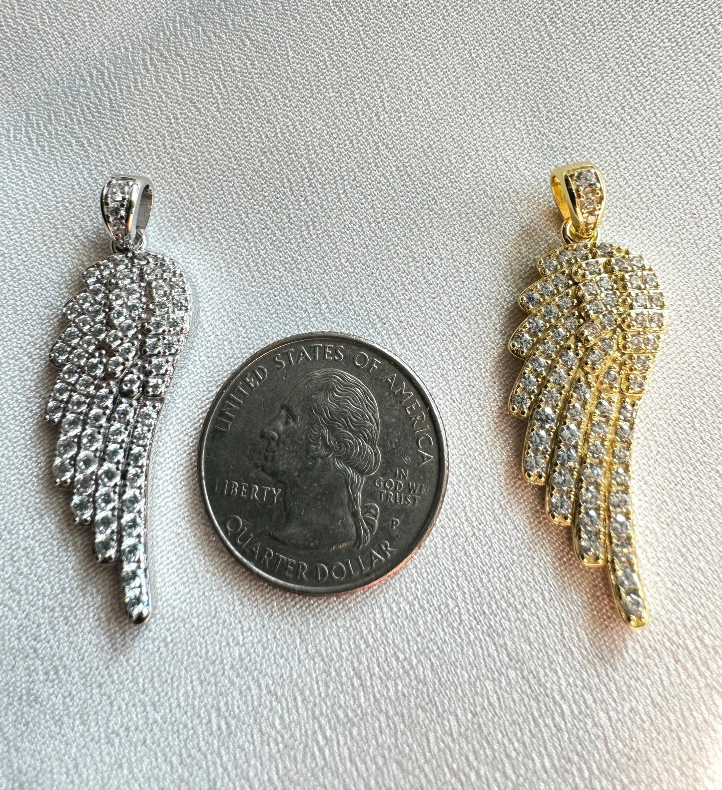 CZ Angel Wing Pendant – Gold or Silver Finish