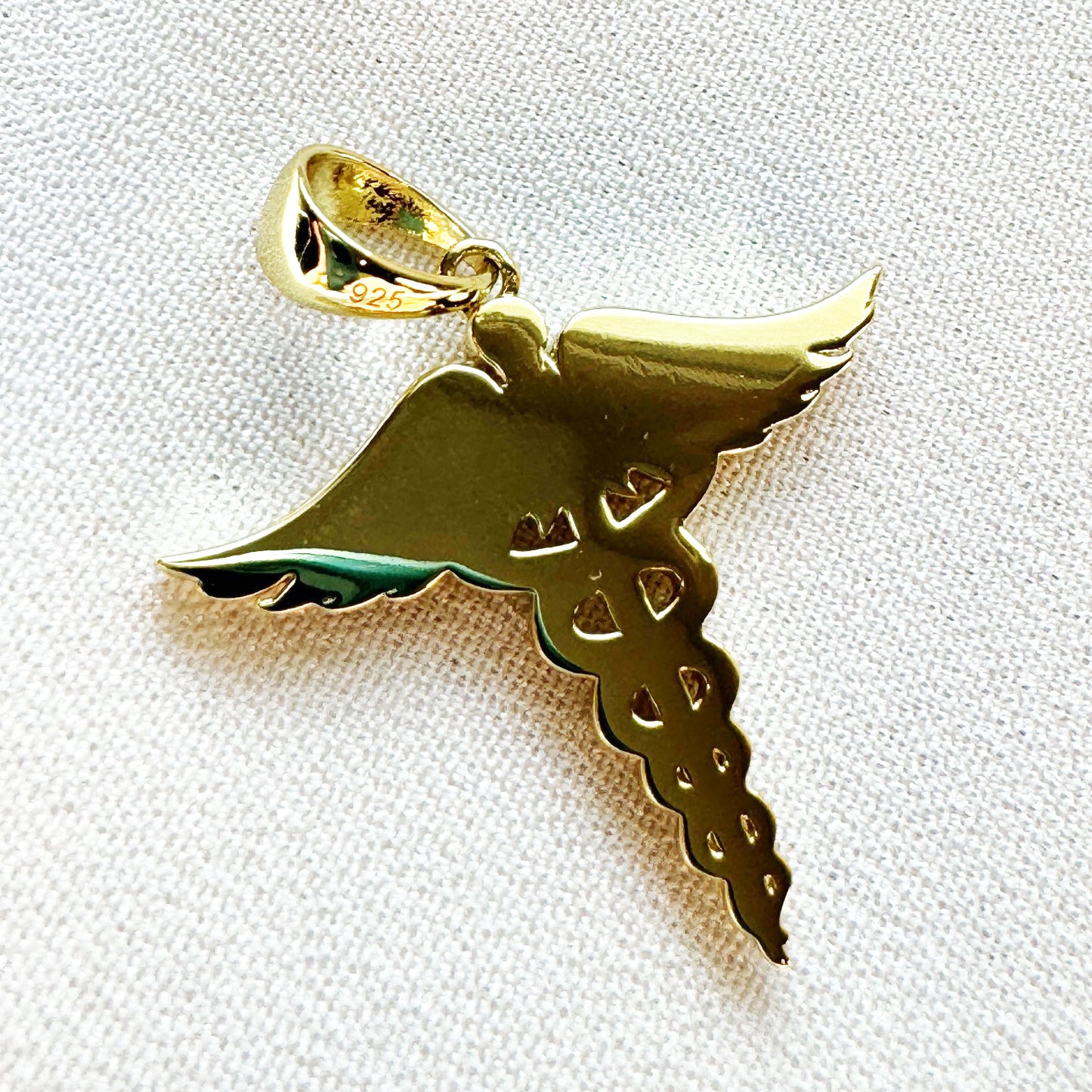 Caduceus Pendant, Gold or Silver, No Stones