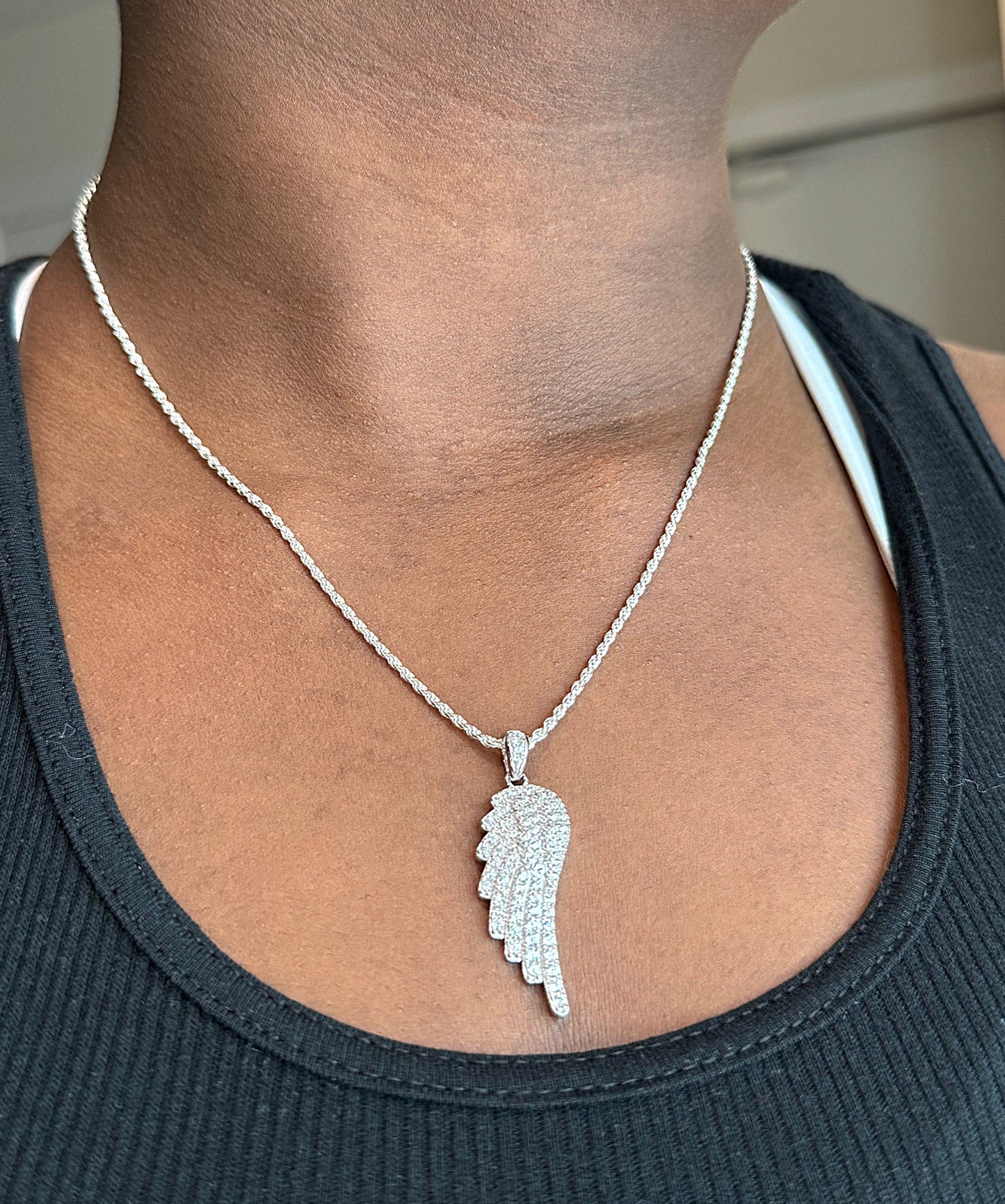 CZ Angel Wing Pendant – Gold or Silver Finish
