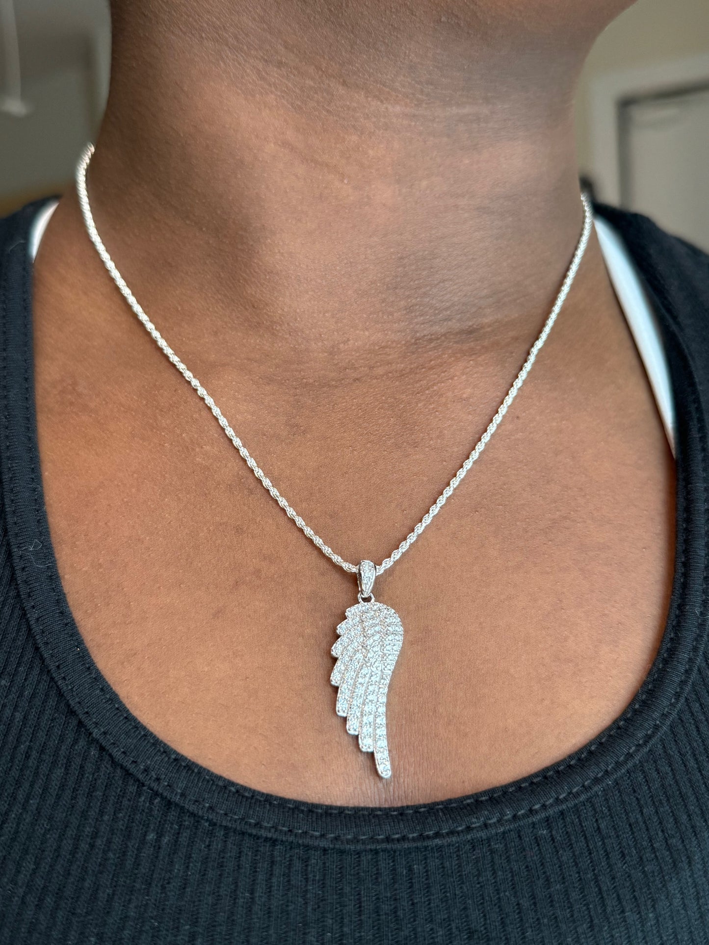 CZ Angel Wing Pendant – Gold or Silver Finish