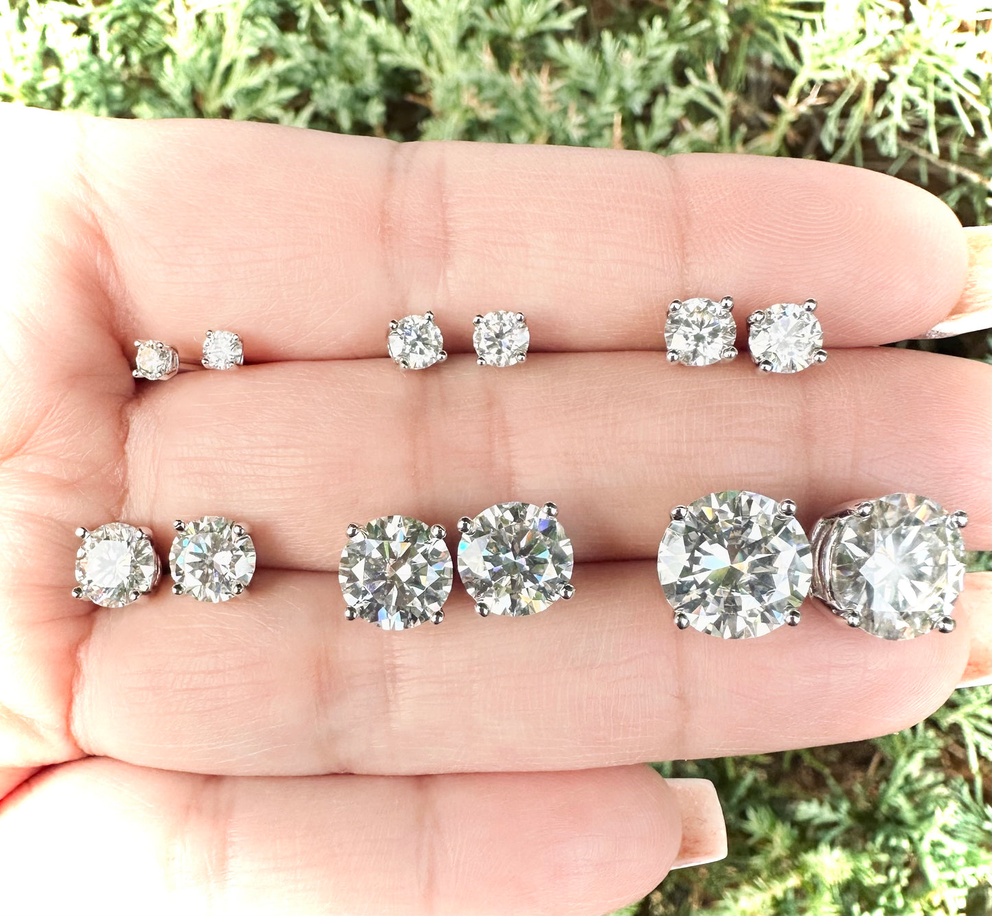 Silver Moissanite Stud Earrings all sizes 3mm to 10mm SCREW BACKS