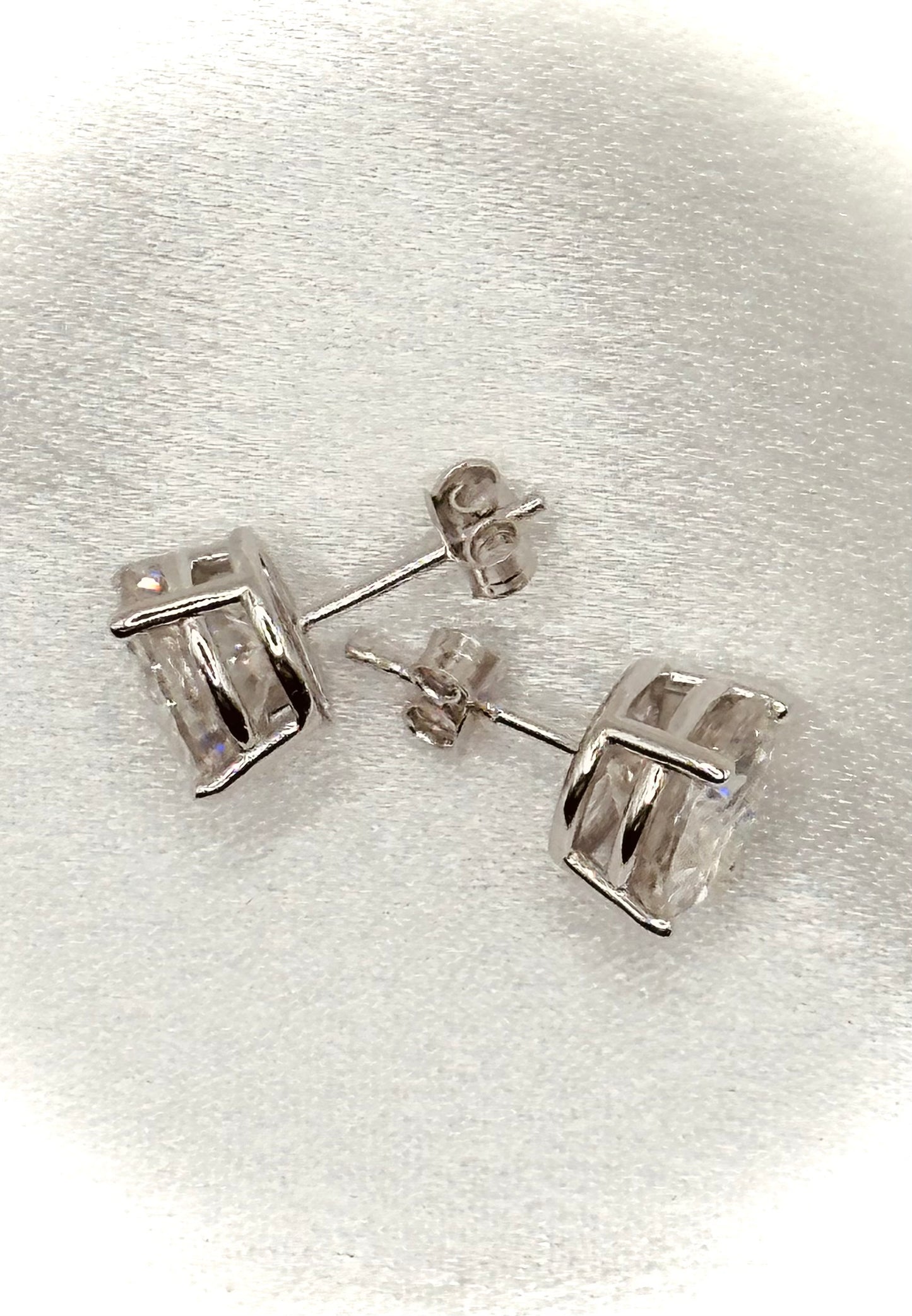 Silver Moissanite Studs, PUSH BACK closure, 3mm thru 10mm