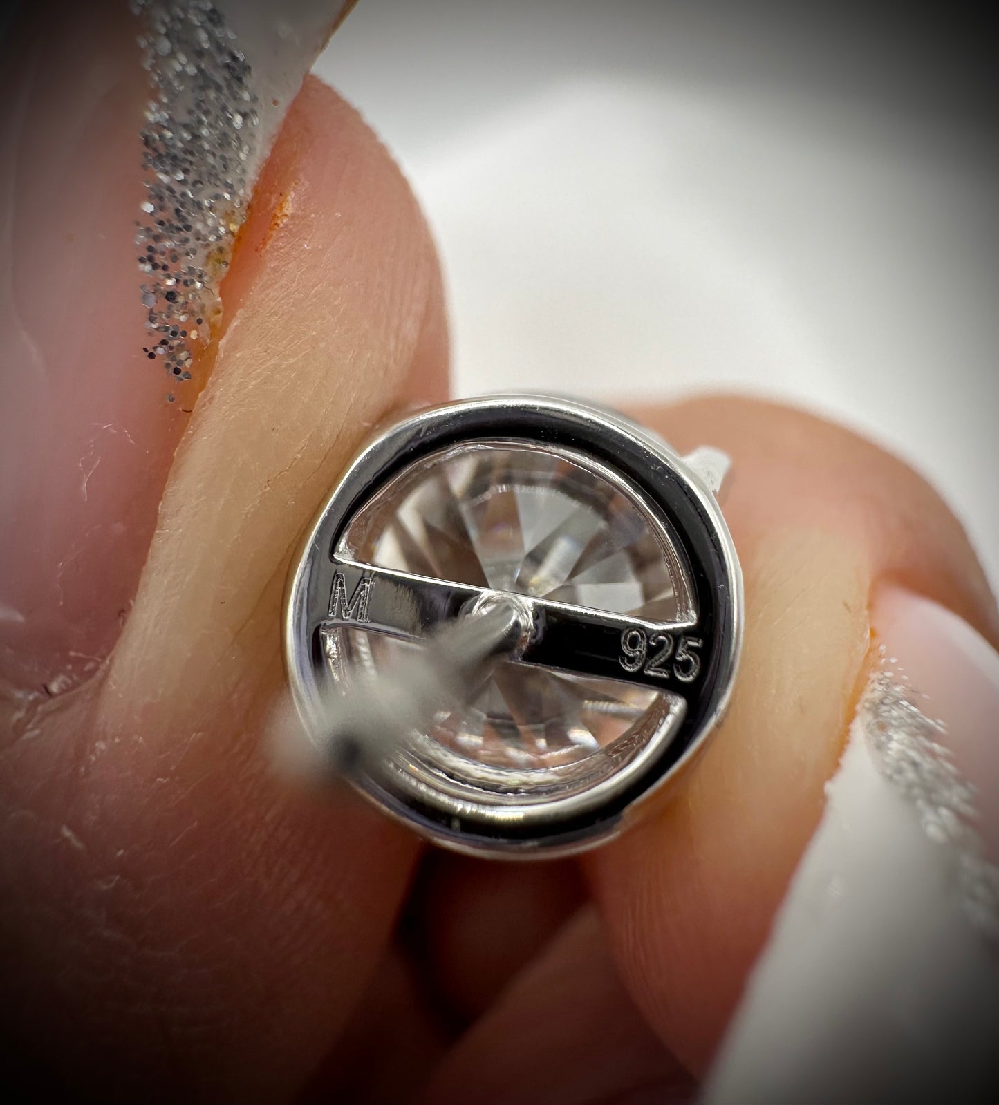 Silver Moissanite Studs, PUSH BACK closure, 3mm thru 10mm