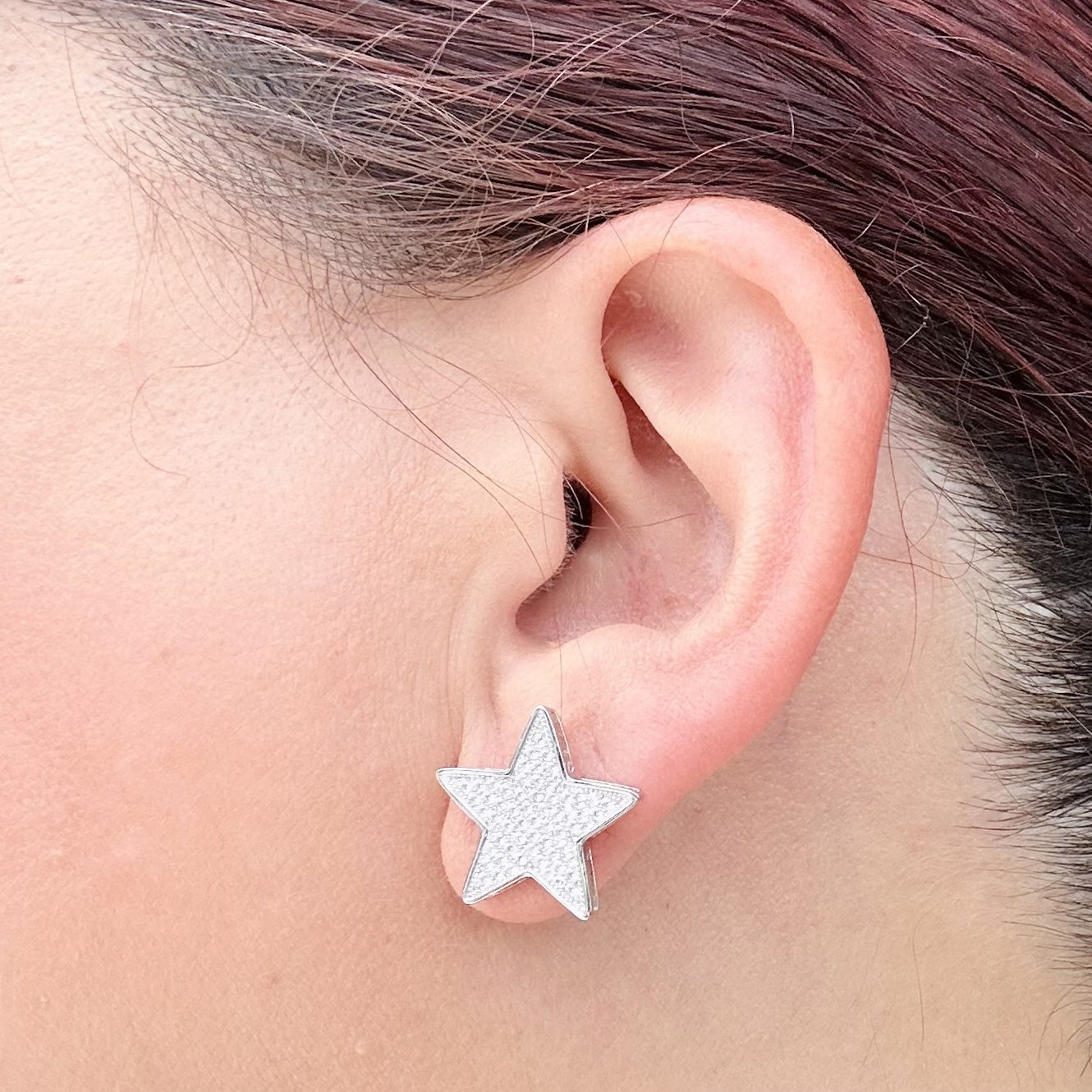 Large Star Earrings CZ, Gold or Silver